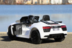 First Drive Audi R8 White Licensed Dual Electric Motor 12V Kids Ride-On Car &amp; Remote Control