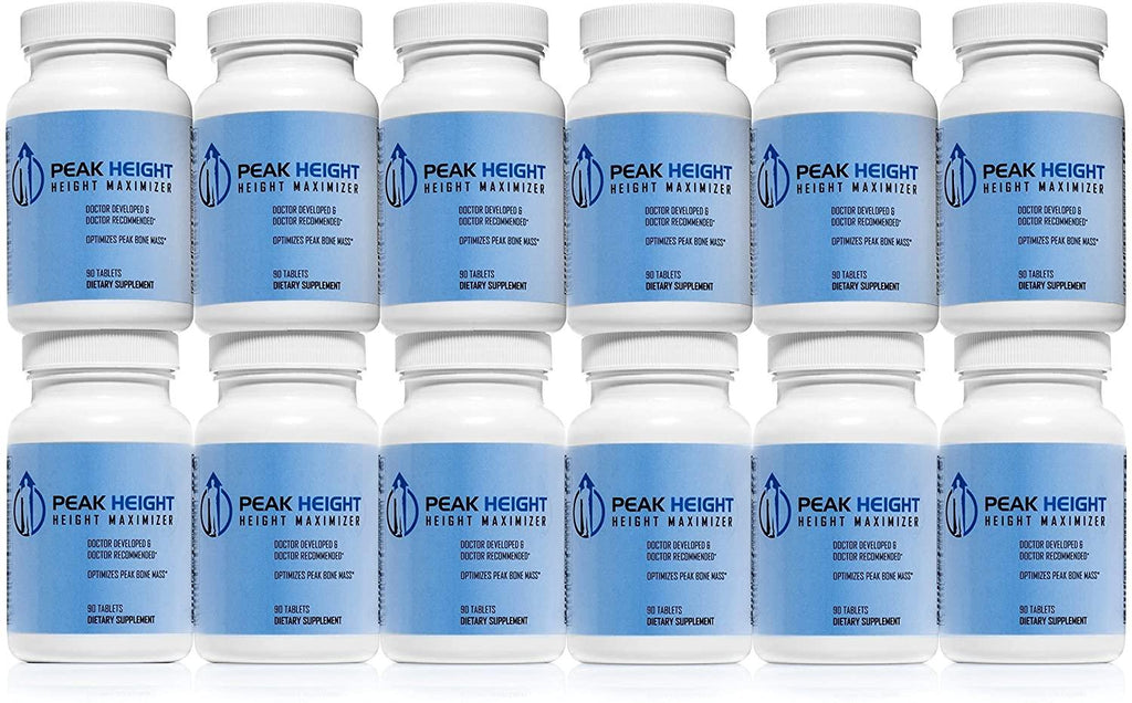 Peak Height Growth Supplement - Once Daily Height Growth Maximizer for Kids, Teens, Women and Men - US Doctor Developed Height Growth Pills for Permanent Height Increase - Year Supply (12 Pack)