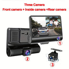Three-record High-definition Night Vision  Driving Recorder Suction Cup Three-lens Car Front And Rear Simultaneous Video Tape Reversing Wide Angle