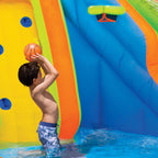 BANZAI Adventure Club Giant Inflatable Water Park Play Center - Two Water Slides &amp; Climbing Wall - Outdoor Summer Fun For Kids &amp; Families