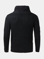 mens single breasted high neck cable knit warm casual cardigans