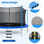 ORCC Upgrade 15 14 12 10 FT Trampoline with Safety Enclosure Net Wind Stakes Rain Cover Ladder,Outdoor Trampoline with TUV Certificated,Best Gift for Kids