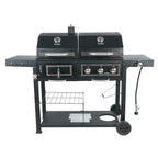 Heavy Duty Dual Fuel Gas Charcoal Combo Grill BBQ Barbecue Smoker Outdoor Cooker