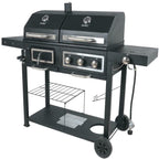 Heavy Duty Dual Fuel Gas Charcoal Combo Grill BBQ Barbecue Smoker Outdoor Cooker