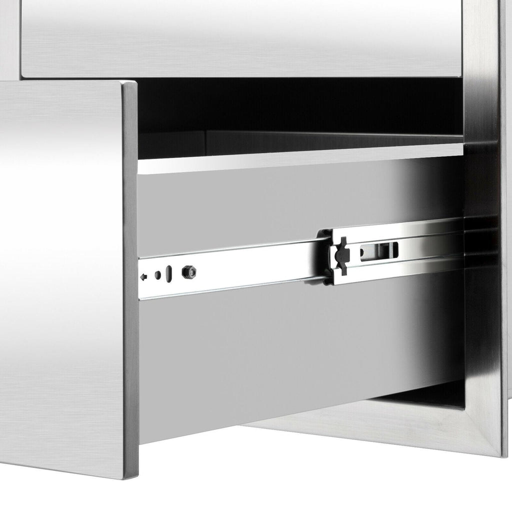 15.7"X21"X18" Outdoor Kitchen Drawer BBQ  Steel Access Drawer Silver US
