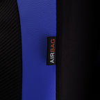 Flying Banner car seat Covers Protects Water Proof Faux Leather Carbon Fiber Front and Rear Bench (Blue Black, Full Set - 9PCS)