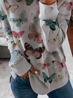 Women's Butterfly Print Long Sleeve Sweatshirt