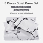 Lekesky Reversible Duvet Cover King Size, White Black Tree Branch Pattern Comforter Cover King 3pc Super Soft Microfiber Breathable Botanical Bedding Sets with Zipper Ties