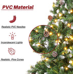 SOLAURA 7 ft Pre-Lit Artificial Christmas Tree Hinged 450 LED Lights