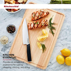 KitchenAid Classic Rubberwood Cutting Board with Perimeter Trench, Extra-Large Reversible Chopping Board, 12-inch x 18-inch, Natural