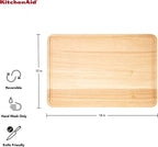 KitchenAid Classic Rubberwood Cutting Board with Perimeter Trench, Extra-Large Reversible Chopping Board, 12-inch x 18-inch, Natural
