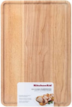 KitchenAid Classic Rubberwood Cutting Board with Perimeter Trench, Extra-Large Reversible Chopping Board, 12-inch x 18-inch, Natural