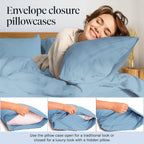 LuxClub 7 PC Split King Sheet Set Bamboo Sheets Deep Pockets 18" Eco Friendly Wrinkle Free Cooling Sheets Machine Washable Hotel Bedding Silky Soft - Light Blue Split King