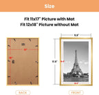upsimples 12x18 Picture Frame Set of 5,Display Pictures 11x17 with Mat or 12x18 Without Mat, Wall Gallery Photo Frames,Gold