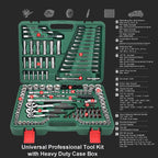 150-Piece SAE/Metric Mechanics Tool Set Professional Automotive Automobile Repairing Tool Set Auto Reparing Vehicle Maintenance Tool Kits