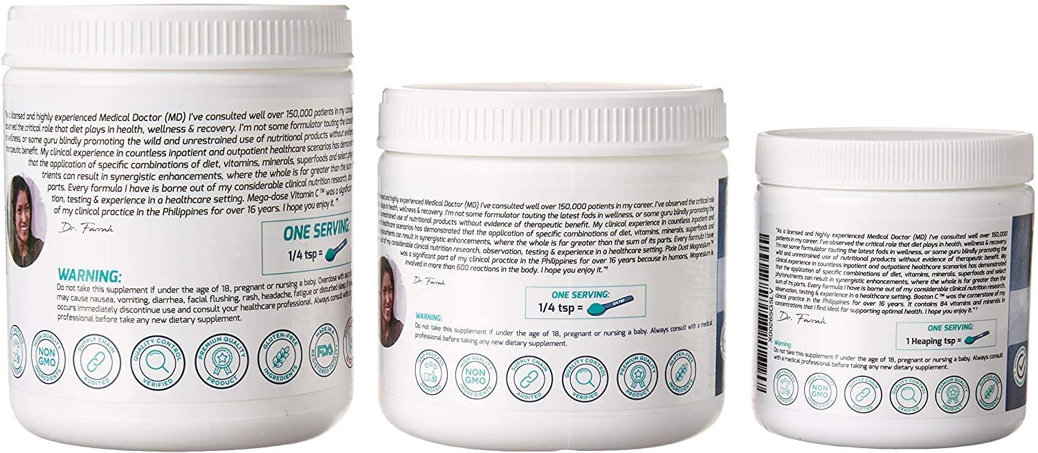 TRI-Start 30 Day Supply Health Kit by Dr Farrah World Renown Medical Doctor | Includes 3X Boston C Concentrate - 1x MEGA-DOSE Vitamin C - 1x Pixie DUST Magnesium |