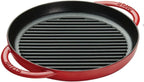 STAUB Cast Iron Pure Grill, 10-inch, Cherry, Made in France