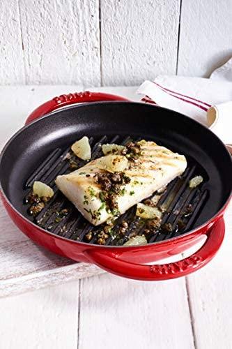 STAUB Cast Iron Pure Grill, 10-inch, Cherry, Made in France