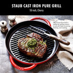 STAUB Cast Iron Pure Grill, 10-inch, Cherry, Made in France