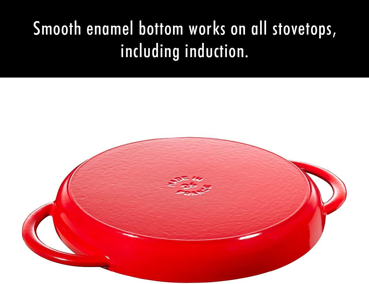 STAUB Cast Iron Pure Grill, 10-inch, Cherry, Made in France