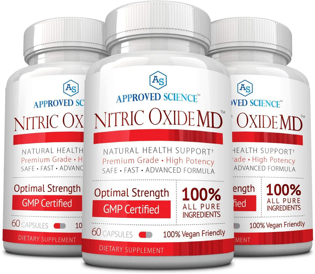 Nitric Oxide MD™ - Muscle Development, Lean Body Mass, Improve Oxygen Supply, Reduce Fatigue - 60 Vegan Friendly Capsules Per Bottle - 6 Bottles