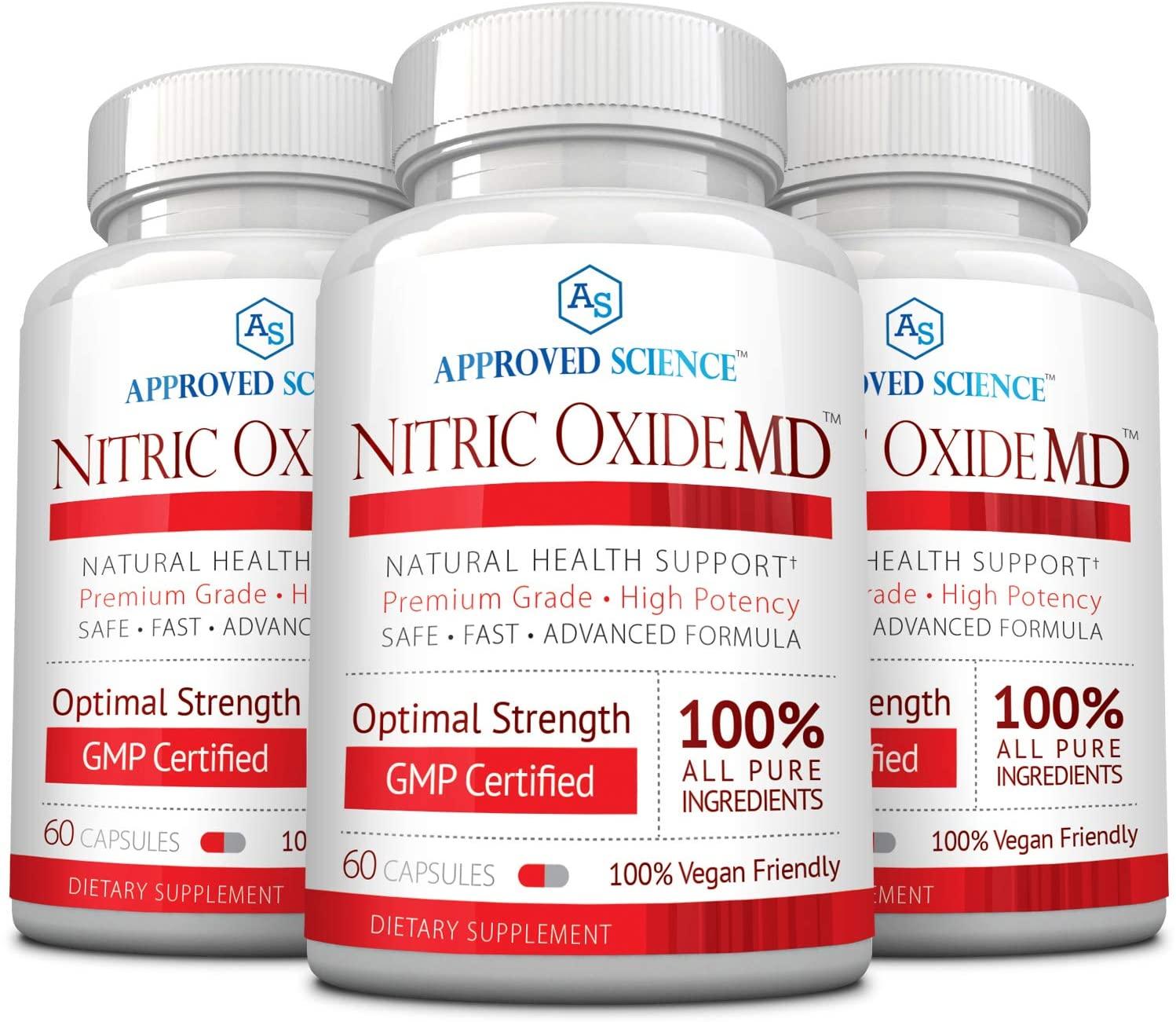 Nitric Oxide MD™ - Muscle Development, Lean Body Mass, Improve Oxygen Supply, Reduce Fatigue - 60 Vegan Friendly Capsules Per Bottle - 6 Bottles