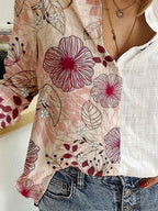 Fashion Linear Flower Print Casual Blouse