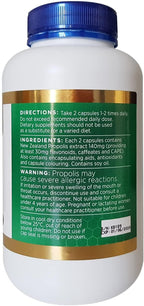 Manuka Health Bio30 Propolis 500mg 500 Capsules 100% Pure New Zealand Bee Propolis Immune System Support (Pack of 2)