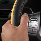 Leather Car Steering Wheel Cover, Non-Slip Car Wheel Cover Protector Breathable Microfiber Leather Universal Fit for Most Cars (Black&amp;Yellow)