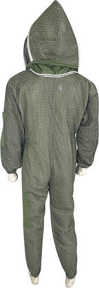 Three Layer Beekeeping Ventilated Suit and Jacket Fully Protection Beekeepers Ultra Ventilated Bee Suit and Bees Jacket with Fencing Veil and Round Veil (S, Olive Green Fencing Veil)
