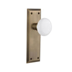 York Plate 2-3/4 in. Backset Antique Brass Privacy Bed/Bath White Porcelain Door Knob