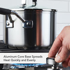 KitchenAid Stainless Steel Saucepan with Measuring Marks and Lid, 2 Quart, Brushed Stainless Steel