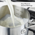 KitchenAid Stainless Steel Saucepan with Measuring Marks and Lid, 2 Quart, Brushed Stainless Steel