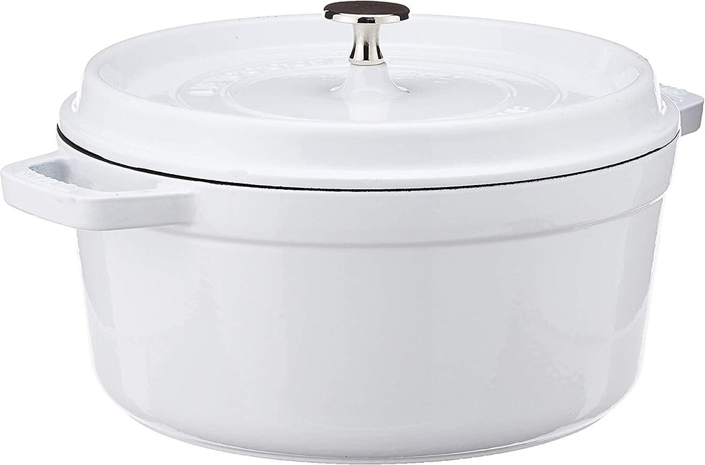 STAUB Cast Iron Round Cocotte Dutch Oven, 5.5-quart, White, Made in France