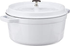 STAUB Cast Iron Round Cocotte Dutch Oven, 5.5-quart, White, Made in France