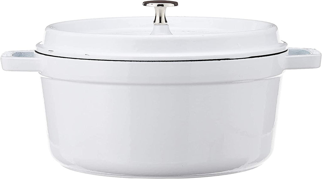 STAUB Cast Iron Round Cocotte Dutch Oven, 5.5-quart, White, Made in France