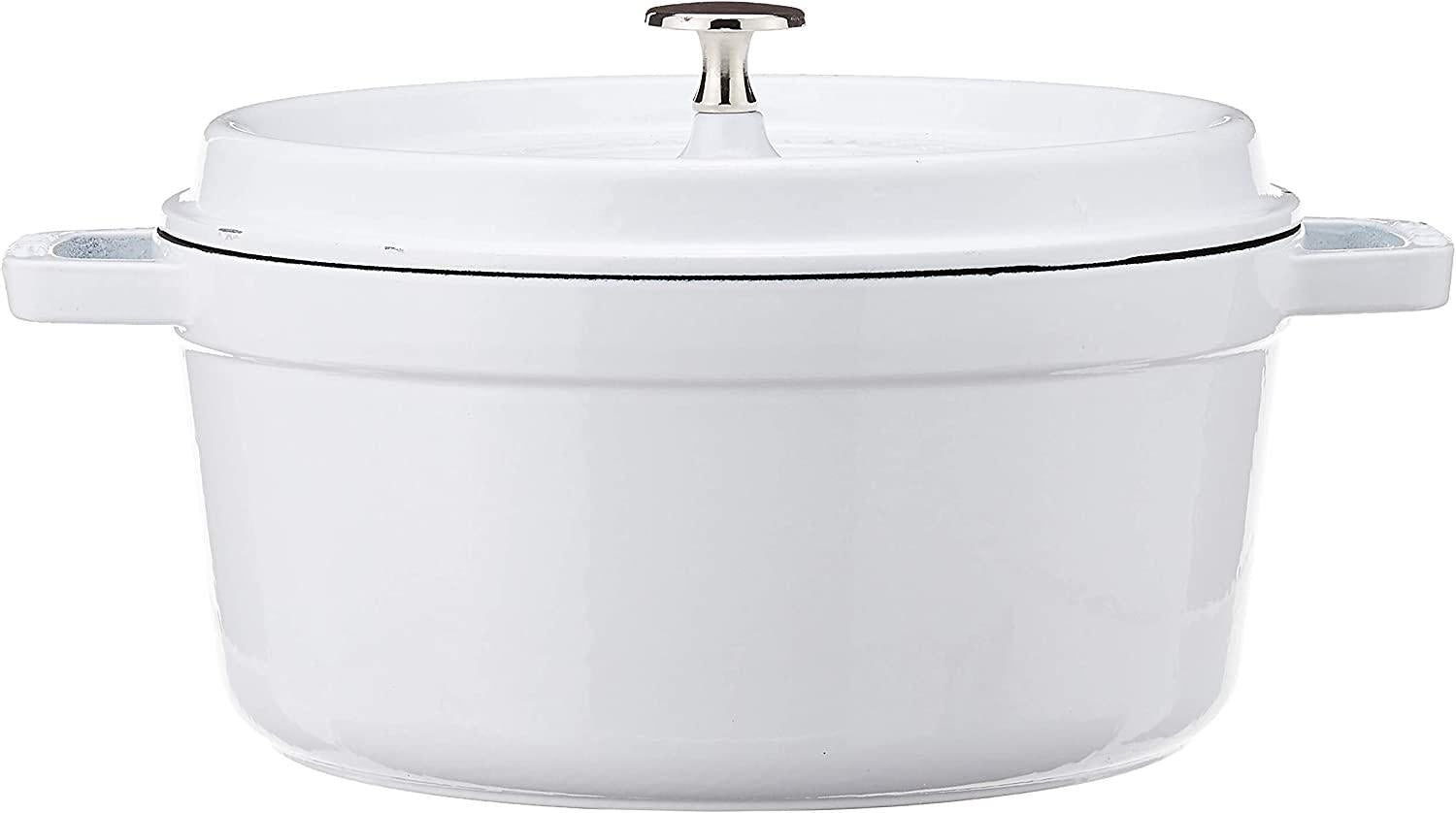 STAUB Cast Iron Round Cocotte Dutch Oven, 5.5-quart, White, Made in France