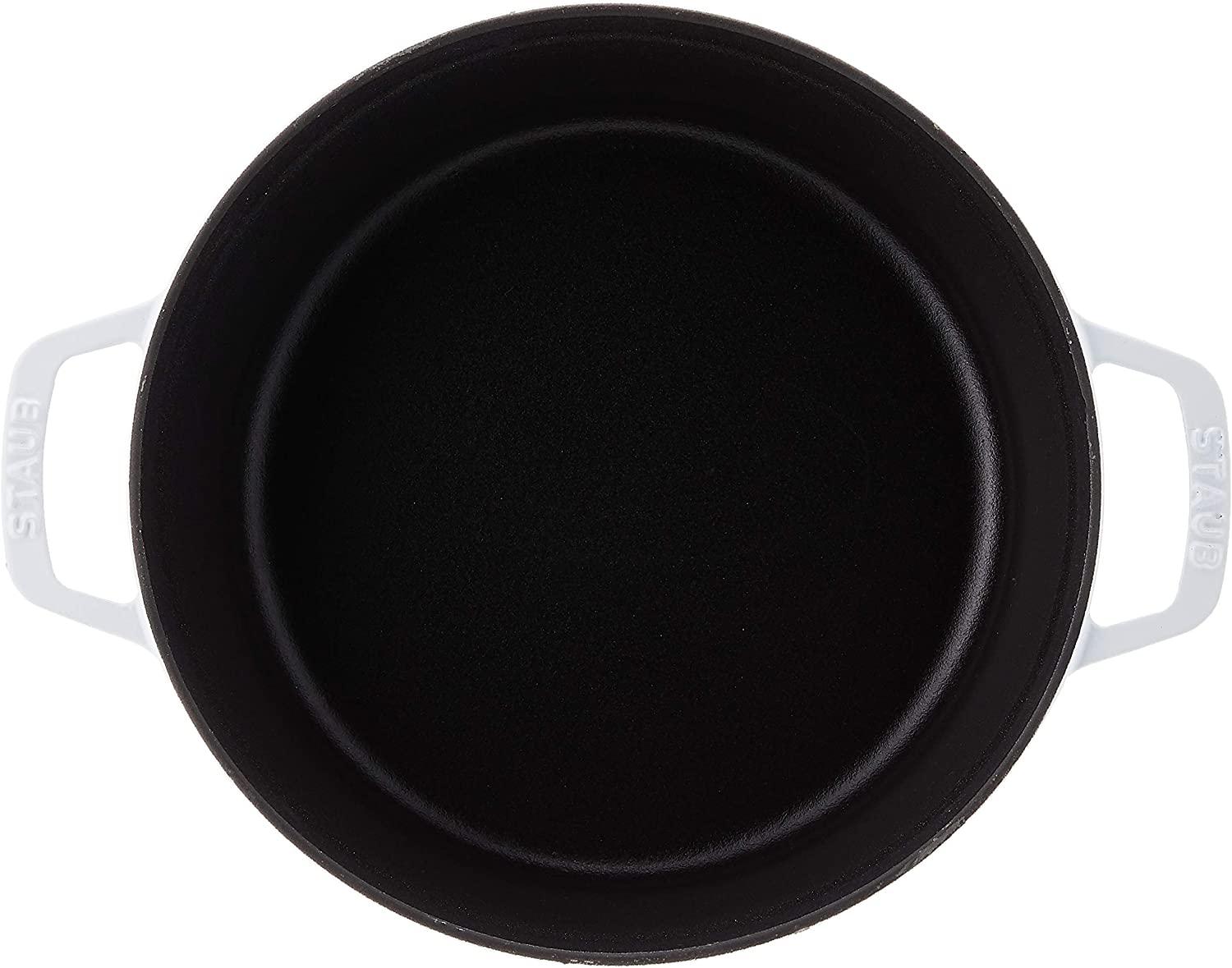 STAUB Cast Iron Round Cocotte Dutch Oven, 5.5-quart, White, Made in France