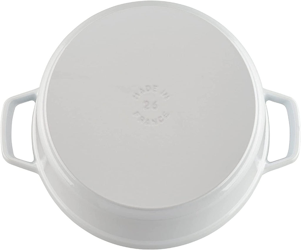 STAUB Cast Iron Round Cocotte Dutch Oven, 5.5-quart, White, Made in France