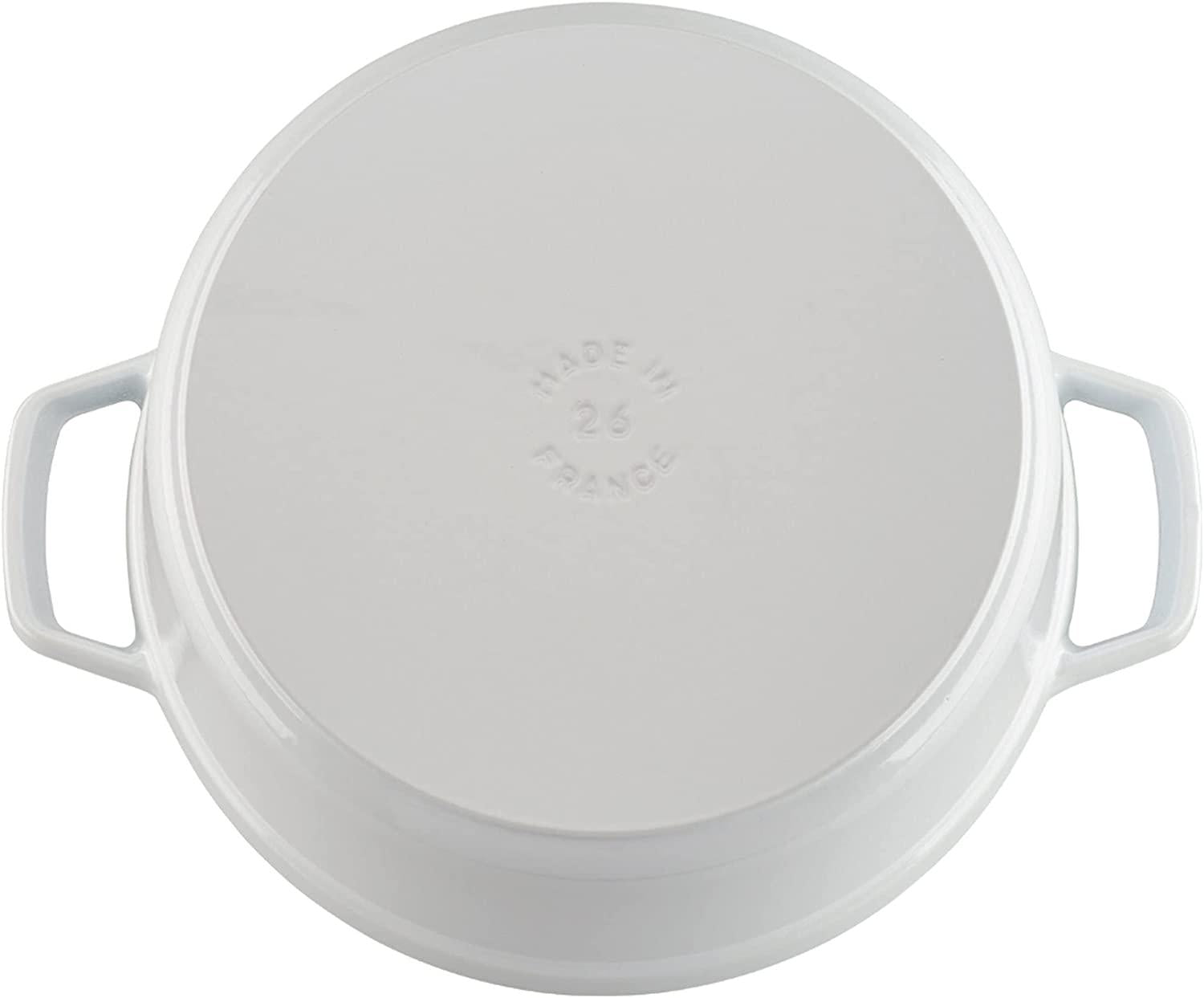 STAUB Cast Iron Round Cocotte Dutch Oven, 5.5-quart, White, Made in France
