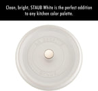 STAUB Cast Iron Round Cocotte Dutch Oven, 5.5-quart, White, Made in France