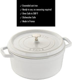 STAUB Cast Iron Round Cocotte Dutch Oven, 5.5-quart, White, Made in France
