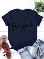 Round Neck Letters Print Short Sleeve T-shirt