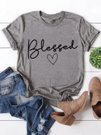 Round Neck Letters Print Short Sleeve T-shirt