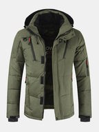 mens winter warm thicken zipper detail solid color hooded down coat