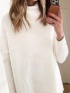 Casual Solid Color High Neck Long Sleeves Sweater