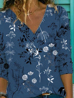 Ladies Printed Cotton Long-sleeved T-shirt