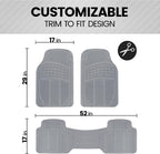 BDK Original ProLiner 3 Piece Heavy Duty Front &amp; Rear Rubber Floor Mats for Car SUV Van &amp; Truck, Gray - All Weather Floor Protection with Universal Fit
