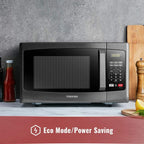 Toshiba EM925A5A-BS Microwave Oven with Sound On/Off ECO Mode and LED Lighting, 0.9 Cu. ft/900W, Black  Steel