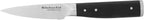 KitchenAid Gourmet Forged Triple Rivet Serrated Paring Knife with Custom-Fit Blade Cover, 3.5-inch, Sharp Kitchen Knife, High-Carbon Japanese Stainless Steel Blade, Black